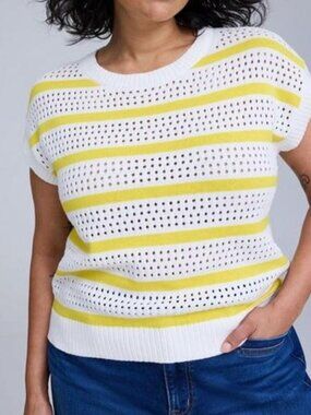 Torrid 100% cotton top open knit crochet coastal beachy yachtwear leisure Sz 1